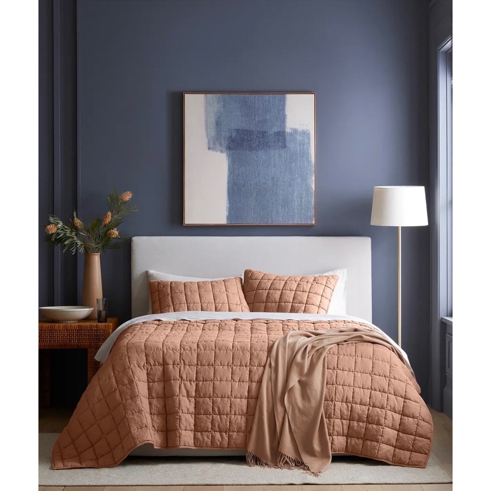 Quince European Linen Box Quilt Full Queen Desert Sunset Coastal Cottagecore